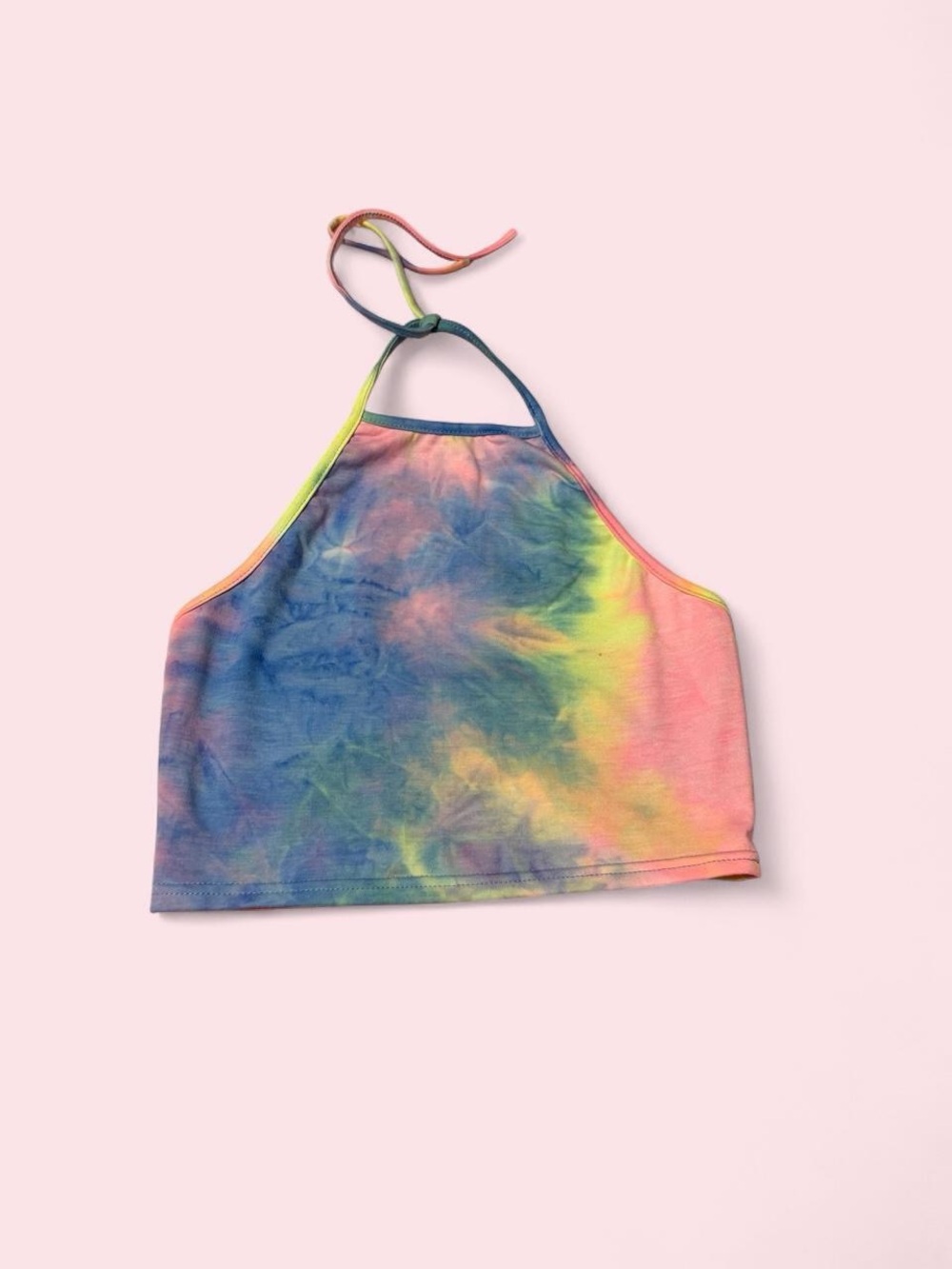 Tie-Dye Halter Crop Top - Multicolor